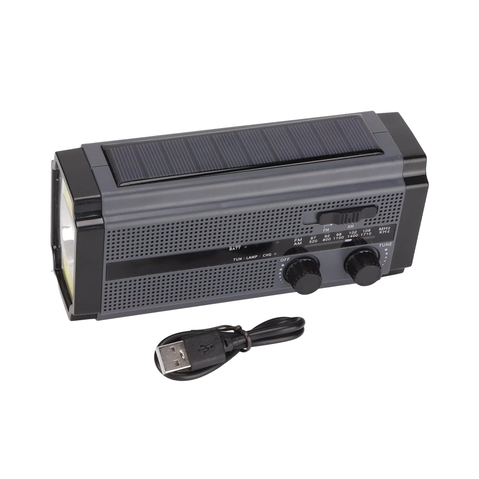 Solar Hand Crank Radio Emergency Weather 5000mAh Power Bank Flash Light Black - Frazy's Auto Parts