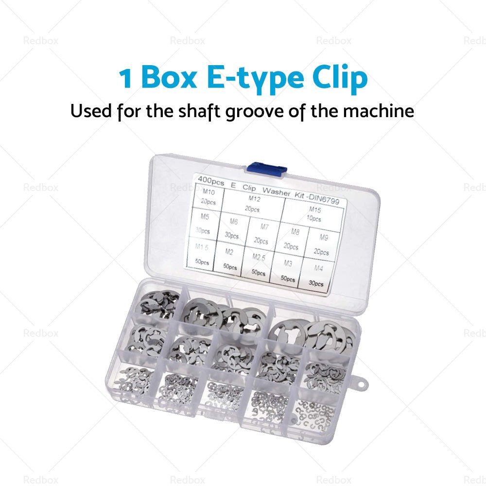 Stainless Steel E Clips C Circlip Kit Retaining Ring 400PCS Assorted M1. 5 - M15mm - Frazy's Auto Parts