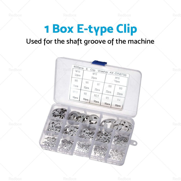 Stainless Steel E Clips C Circlip Kit Retaining Ring 400PCS Assorted M1. 5 - M15mm - Frazy's Auto Parts