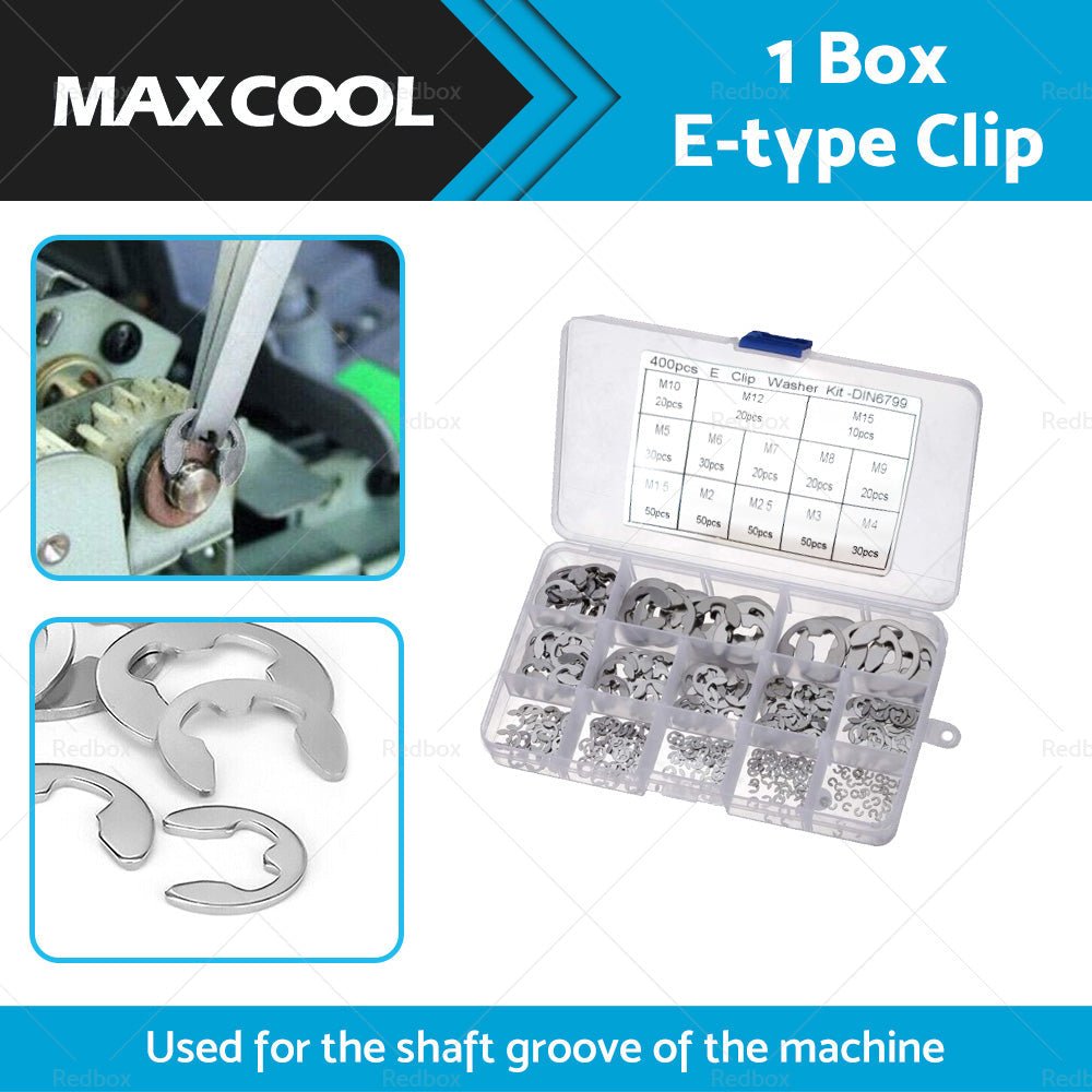 Stainless Steel E Clips C Circlip Kit Retaining Ring 400PCS Assorted M1. 5 - M15mm - Frazy's Auto Parts
