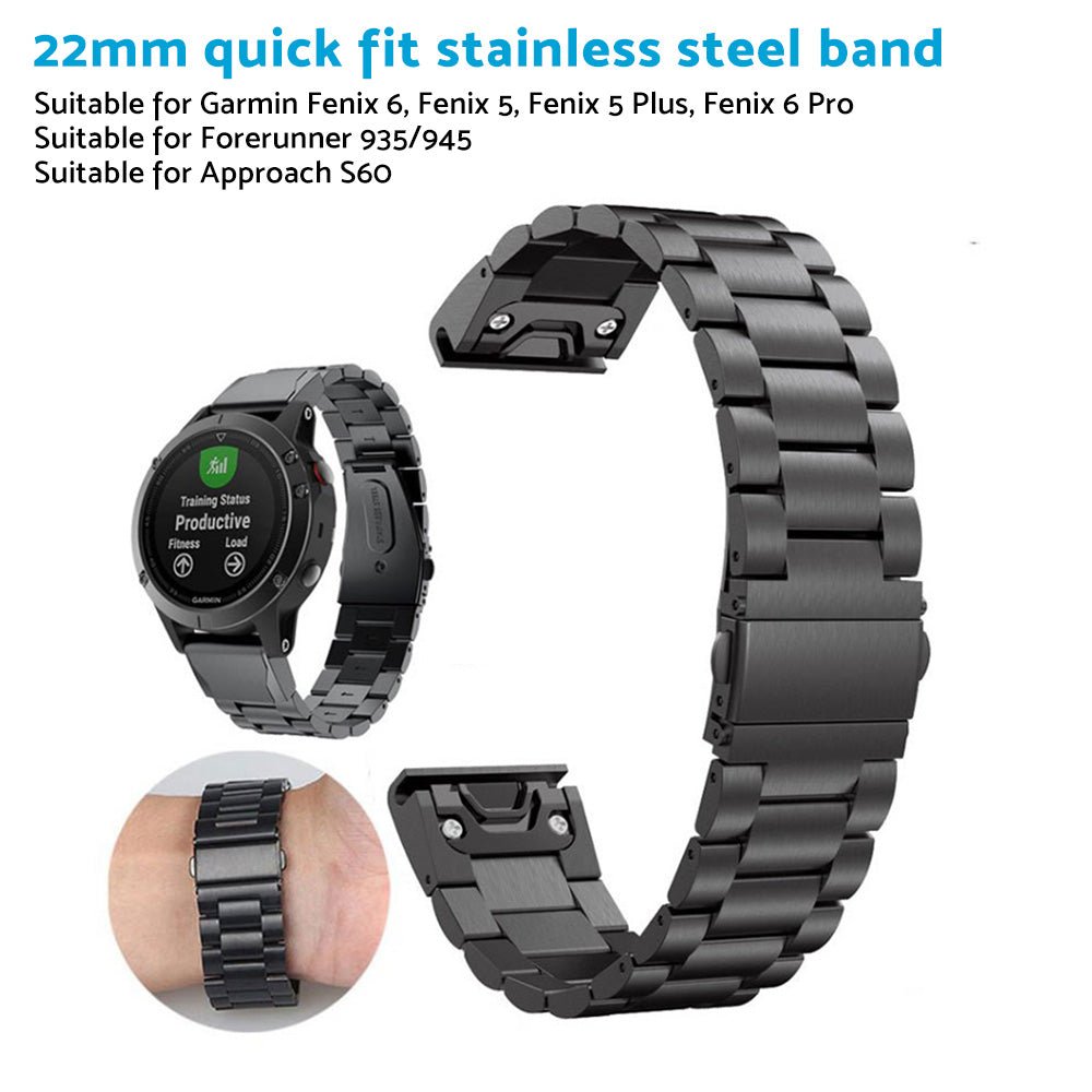 Stainless Steel Strap Quick Fit Watch Band Suitable For Garmin Fenix 5 6 22mm - Frazy's Auto Parts