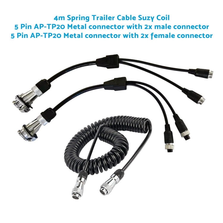 Suitable For Caravan Truck Suzy Coil 2x 5pin Connector 4m to 4pin Towing Spring - Frazy's Auto Parts