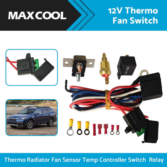 Thermo Radiator Fan Sensor Temp Controller Switch 12V DC Wiring Relay - Frazy's Auto Parts