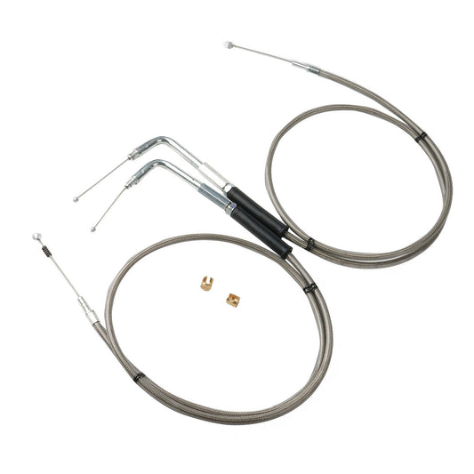 Throttle and Idle Cable Set 56 - 1/2 Stainless Steel Suitable For Harley - Davidson - Frazy's Auto Parts