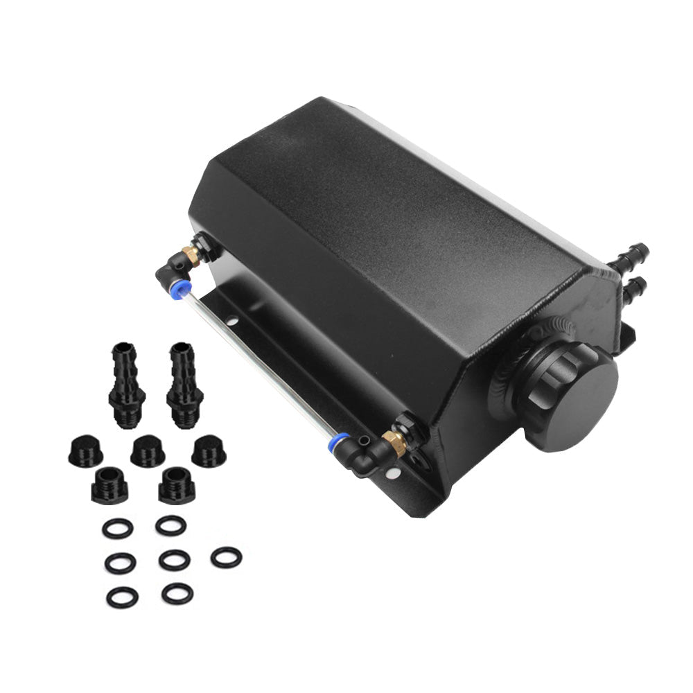 Universal 2L Coolant Radiator Overflow Recovery Tank Bottle Aluminum Black - Frazy's Auto Parts