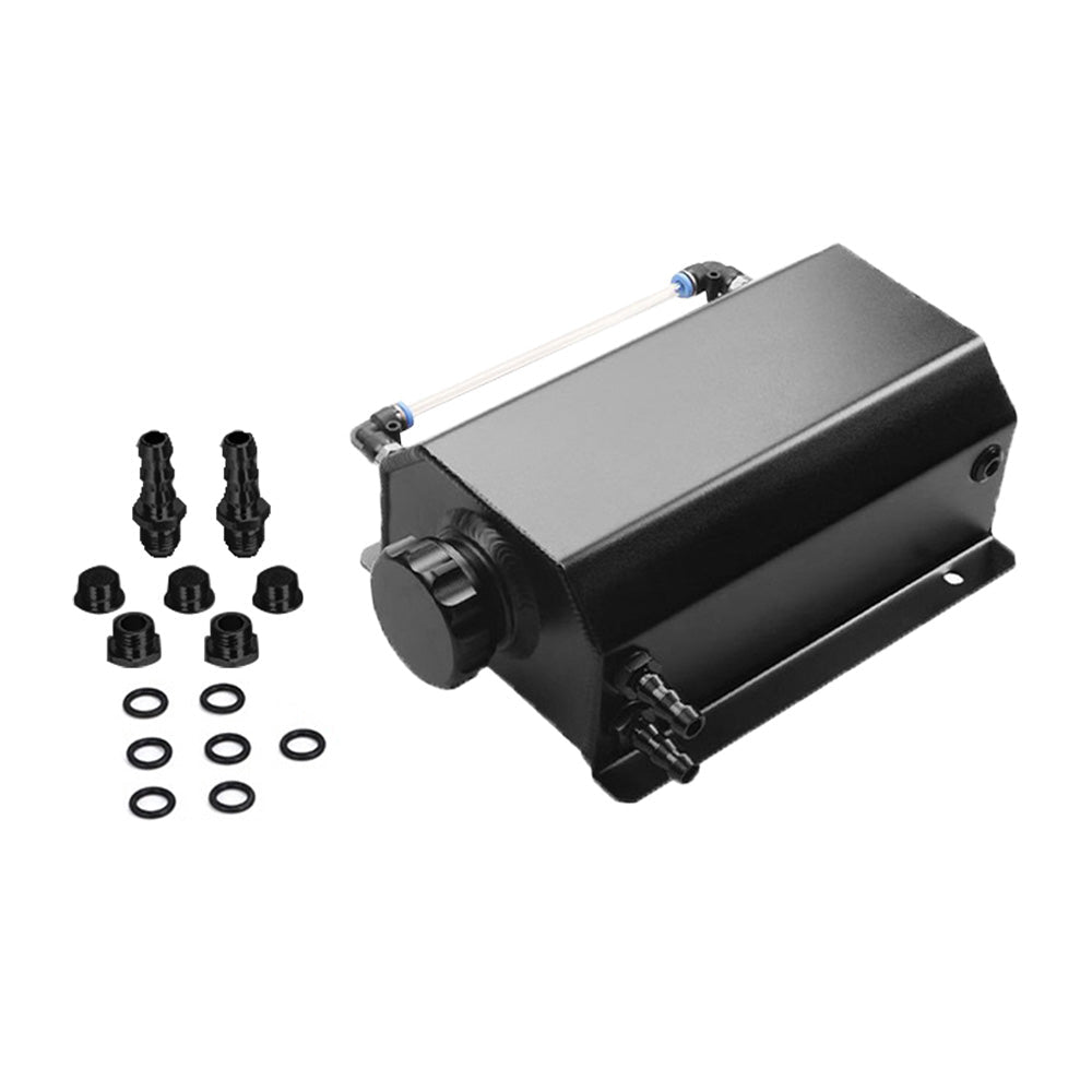 Universal 2L Coolant Radiator Overflow Recovery Tank Bottle Aluminum Black - Frazy's Auto Parts