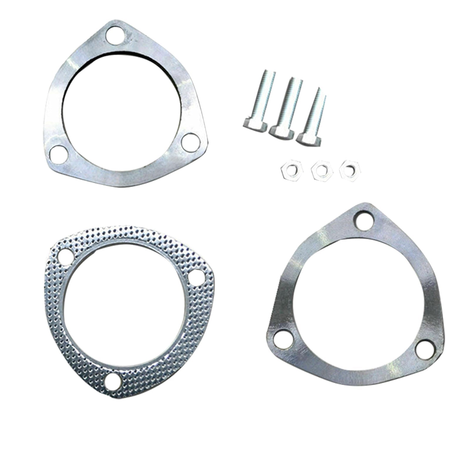 Universal Exhaust Flange Plate Set 304 Stainless Steel 2.5in 63mm 3 Bolt Gasket - Frazy's Auto Parts
