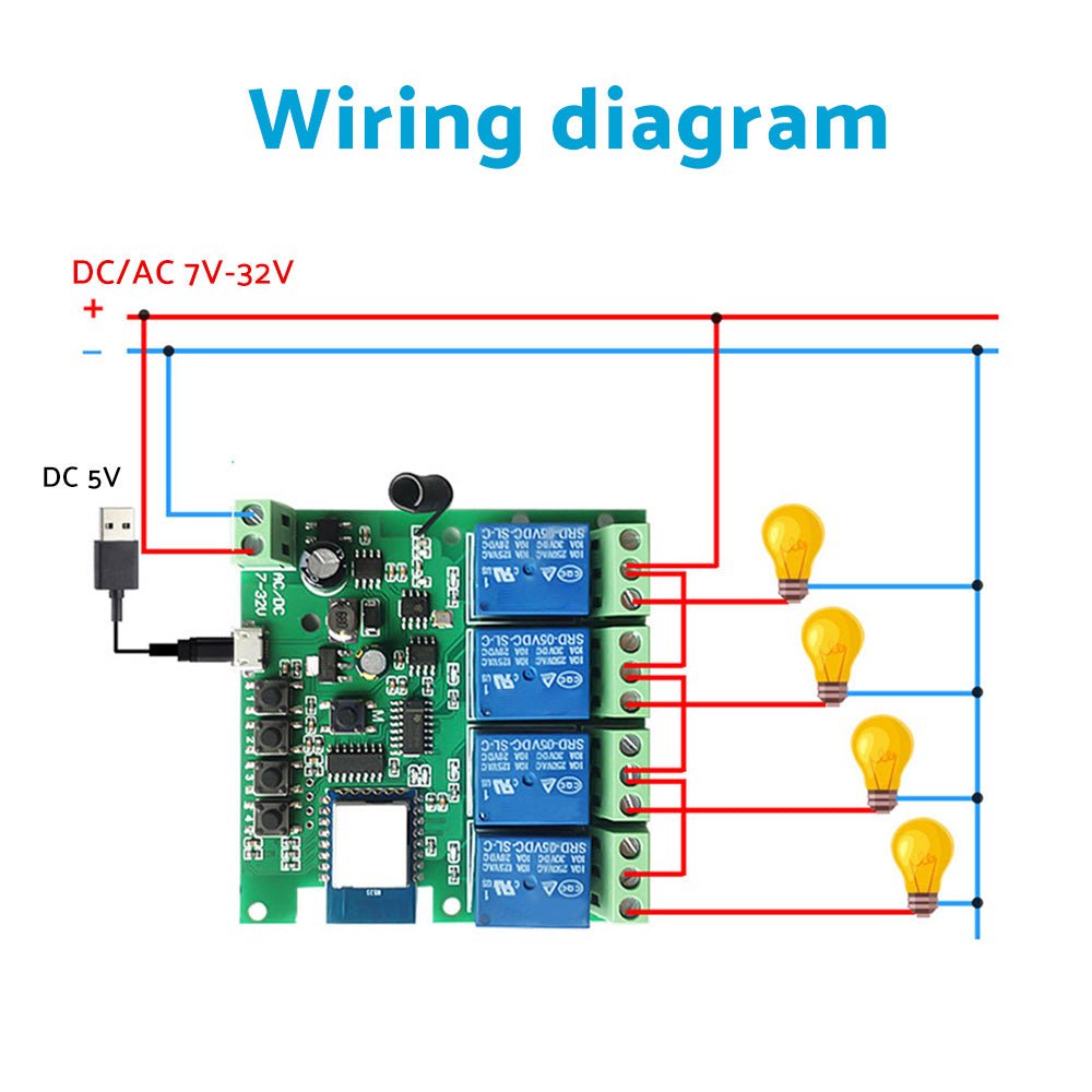 WIFI Bluetooth - compatible AC DC 4 Channel Relay Module Development Board - Frazy's Auto Parts