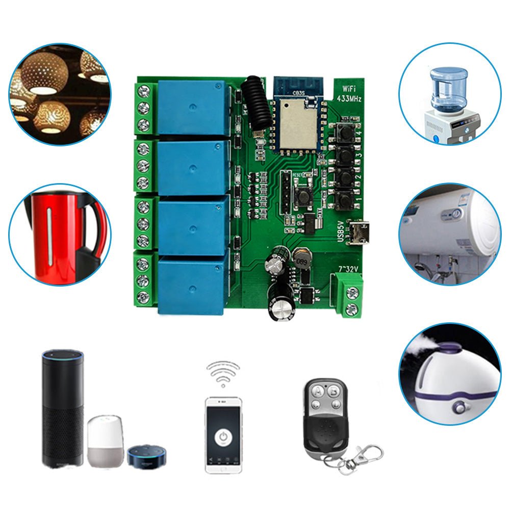 WIFI Bluetooth - compatible AC DC 4 Channel Relay Module Development Board - Frazy's Auto Parts