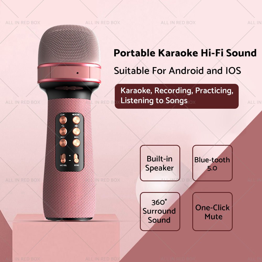 Wireless Blue - tooth Portable Karaoke Microphone Speaker Mic USB Speaker Portable - Frazy's Auto Parts